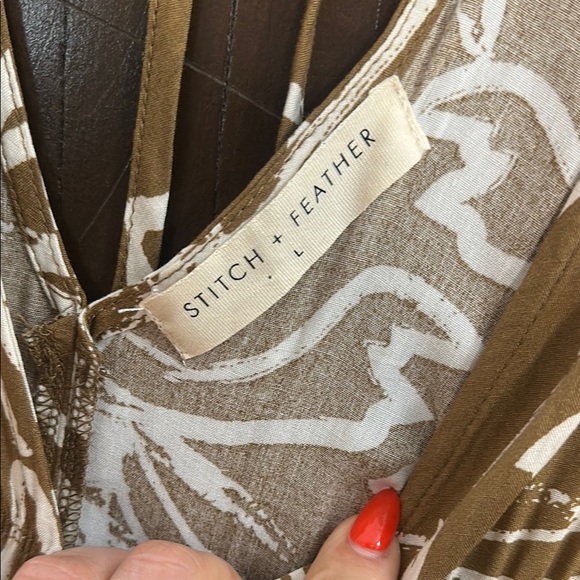 Floral Tan Mini Dress - Picture 4 of 5